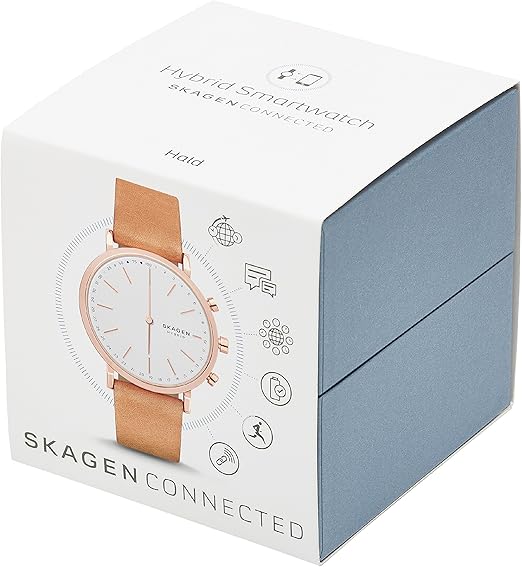 Montre connectée Skagen Hald Hybrid avec Bracelet en Cuir Marron Clair pour  Femme SKT1204 : Amazon.fr: Montres