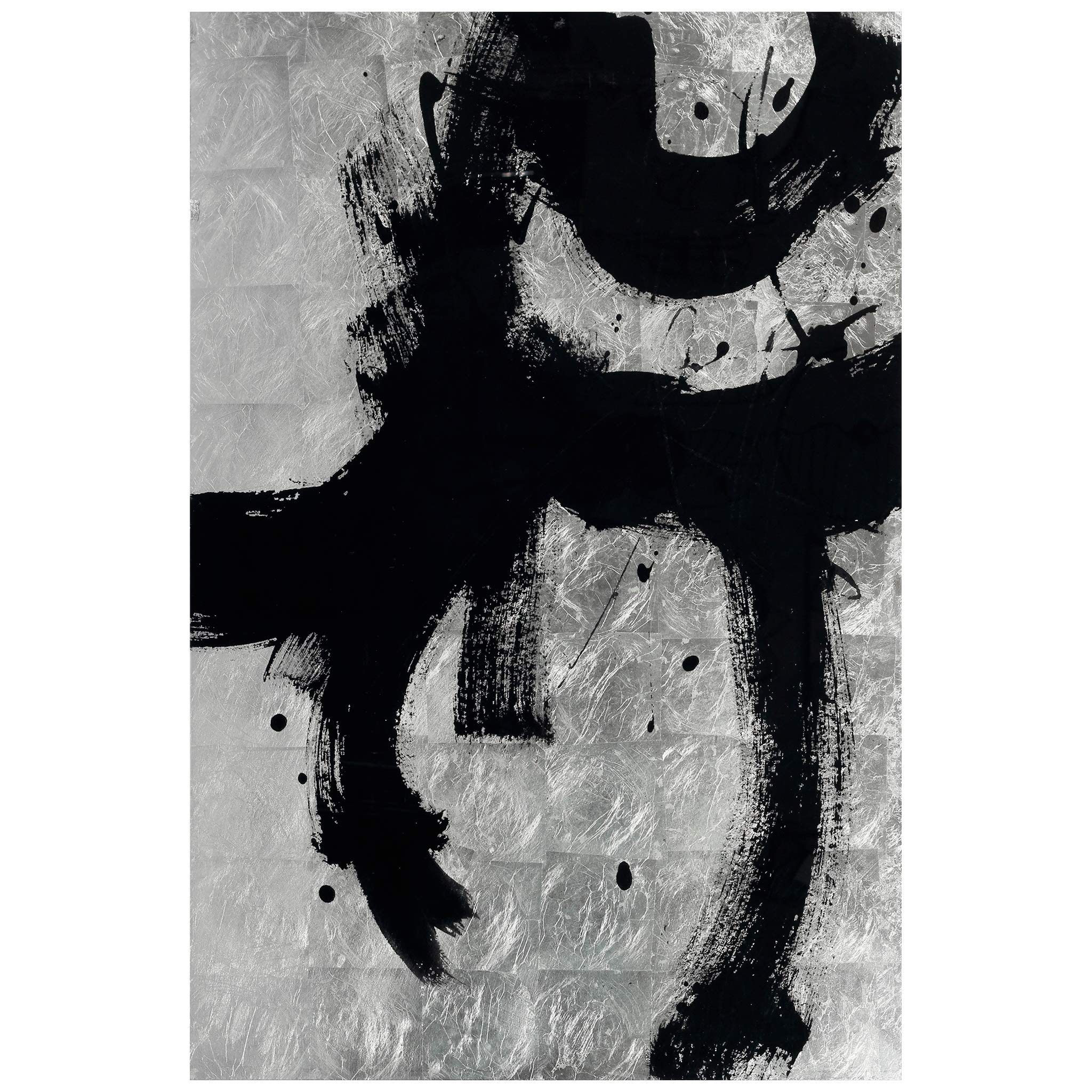 Empire Art Direct Abstract Wall Art Reverse Printed on Tempered Glass Leaf Ready to Hang,Living Room,Bedroom & Office, 48" x 32" x 0.2", Black, Silver (TMS-121427-3248)