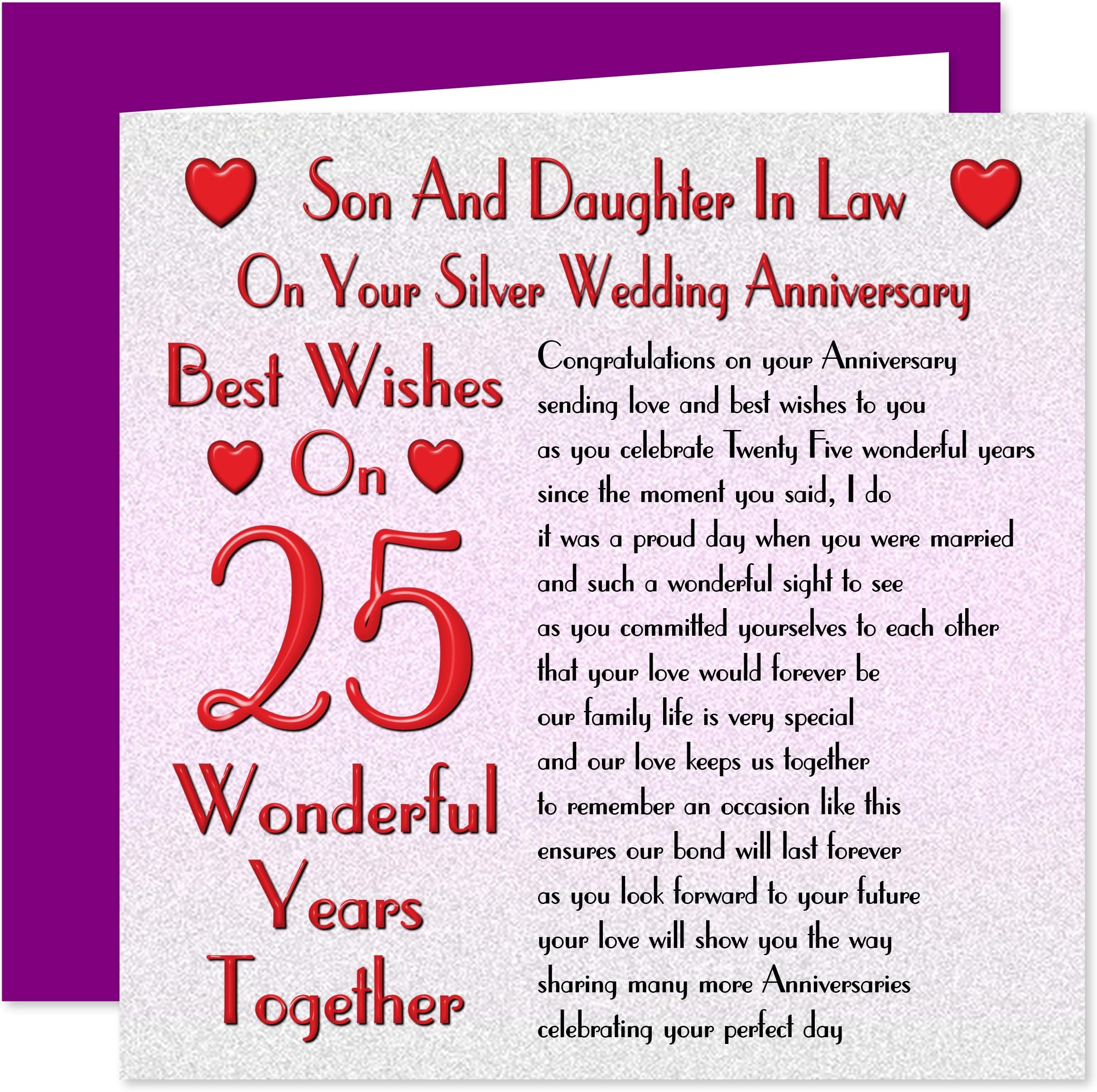 Son & Daughter In Law 25th Wedding Anniversary Card - On Your Silver ...
