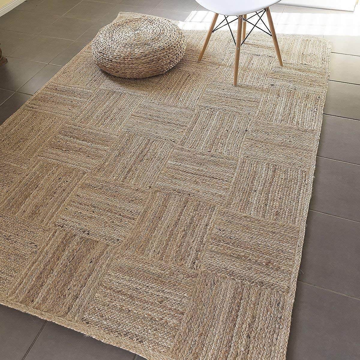 HOMDECLOYAL® Reversible Handloom Jute, Braided Reversible Hand Woven Rectangular Rug/Carpet/Mat, for Living & Bedroom Floor Mat (4x6-feet, P_014)-image-1