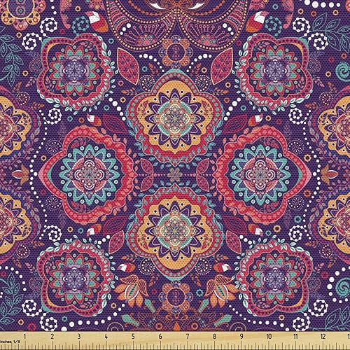 Miniatura 52 de Lunarable - Tela japonesa por yarda, Geishas con paraguas de papel y abanico en un fondo en escala de grises, tela decorativa para tapicería y Beige