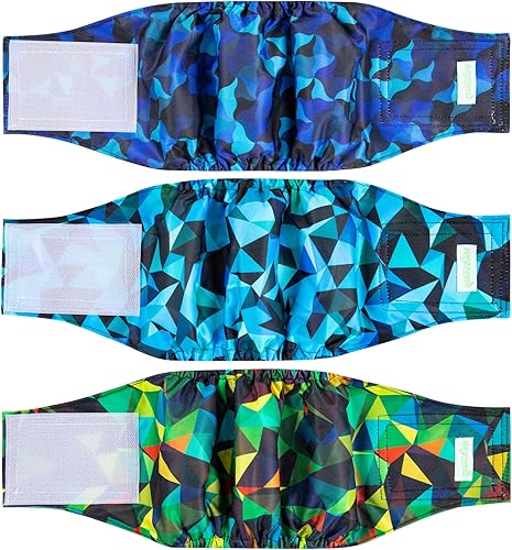 Miniatura 18 de wegreeco - Pañales lavables para perros machos, estampado elegante, bandas envolventes para vientre, paquete de 3