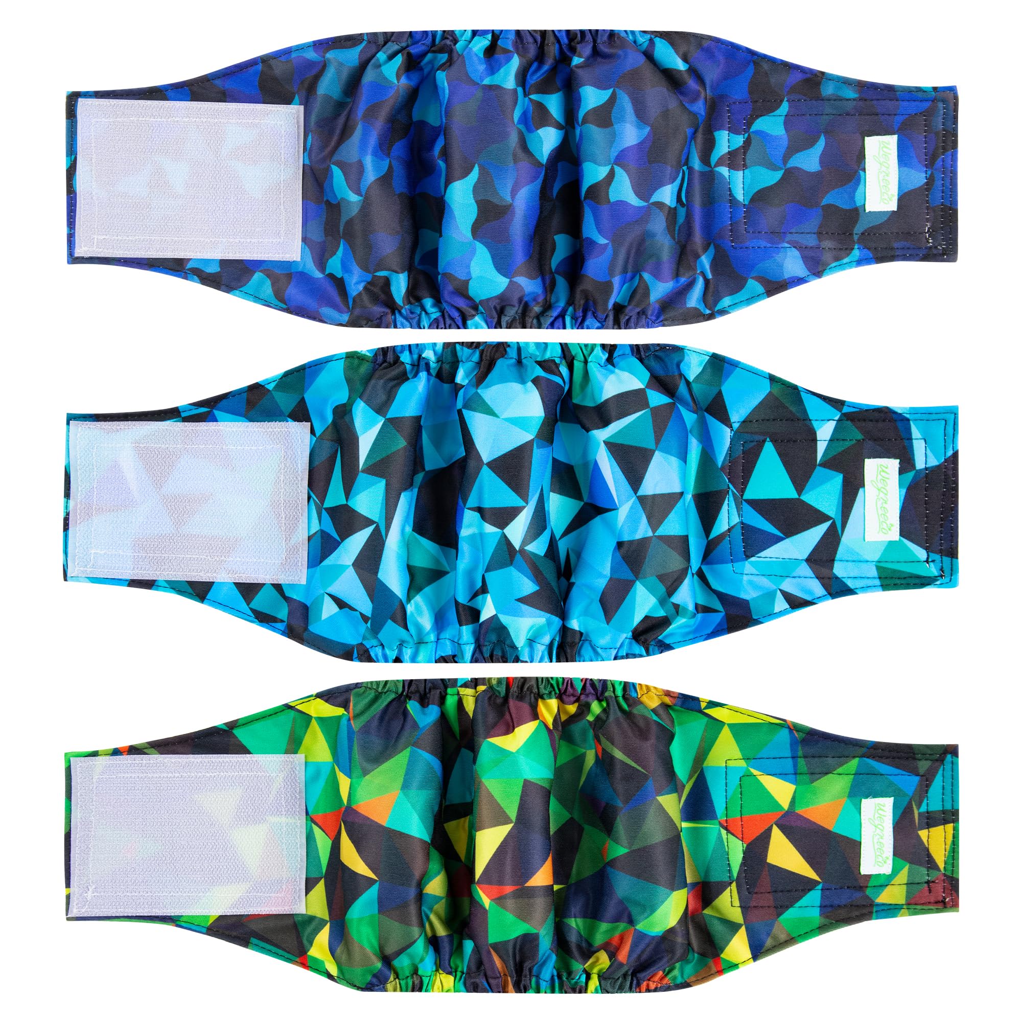 Photo 1 of wegreeco Washable Male Dog Belly Band (Stylish Pattern)- Pack of 3 - Male Dog Belly Wrap, Dog Diapers Male (Abstract Geometrical Blue, X-Large)