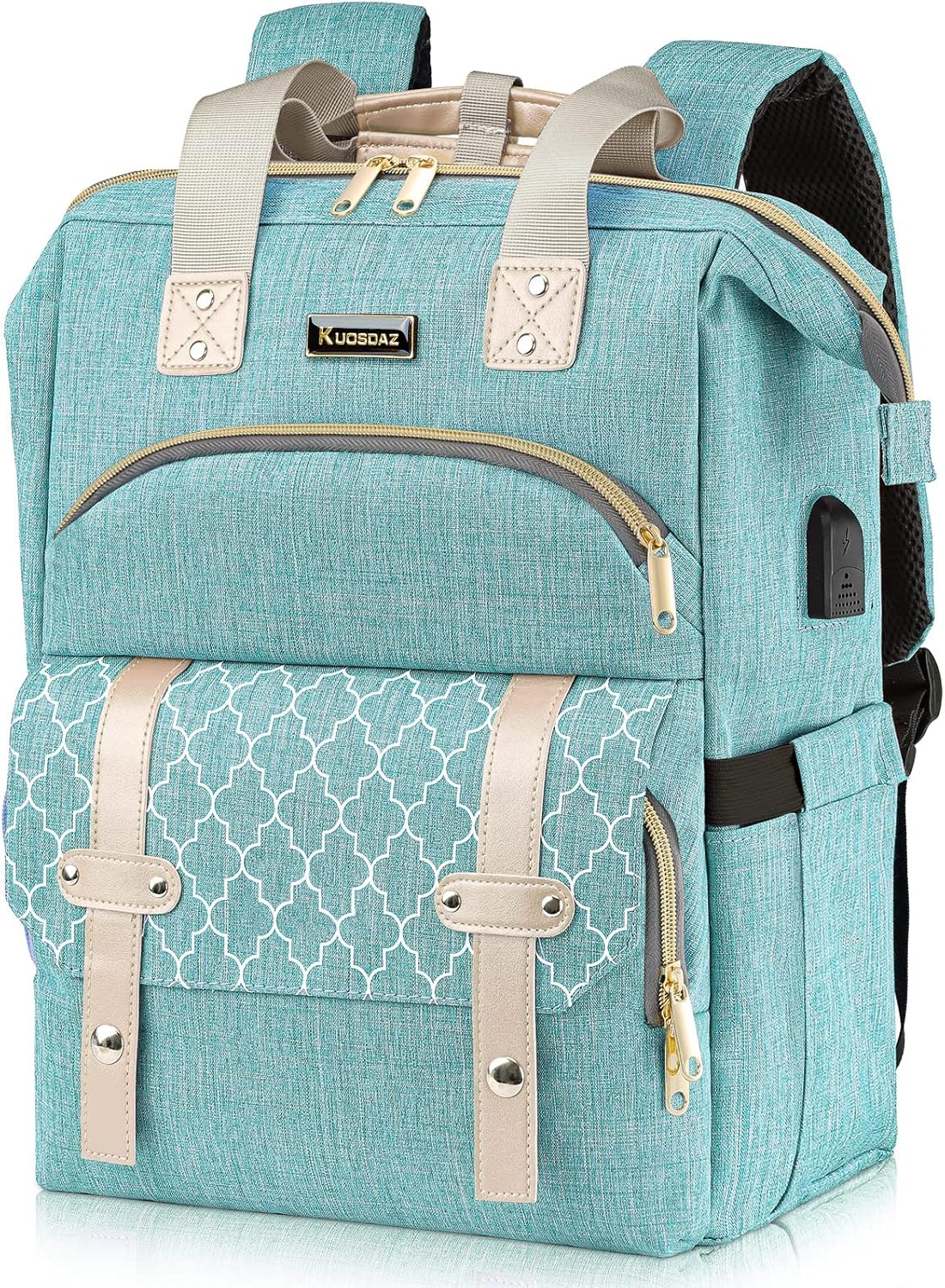 Laptop Backpack for Women, School Backpack for Teens, 15.6 Inch Work Laptop Bag with USB Charging Port, Wide Open Large Water Resistant Nurse Backpack Purse, Daypacks for College Business, Teal