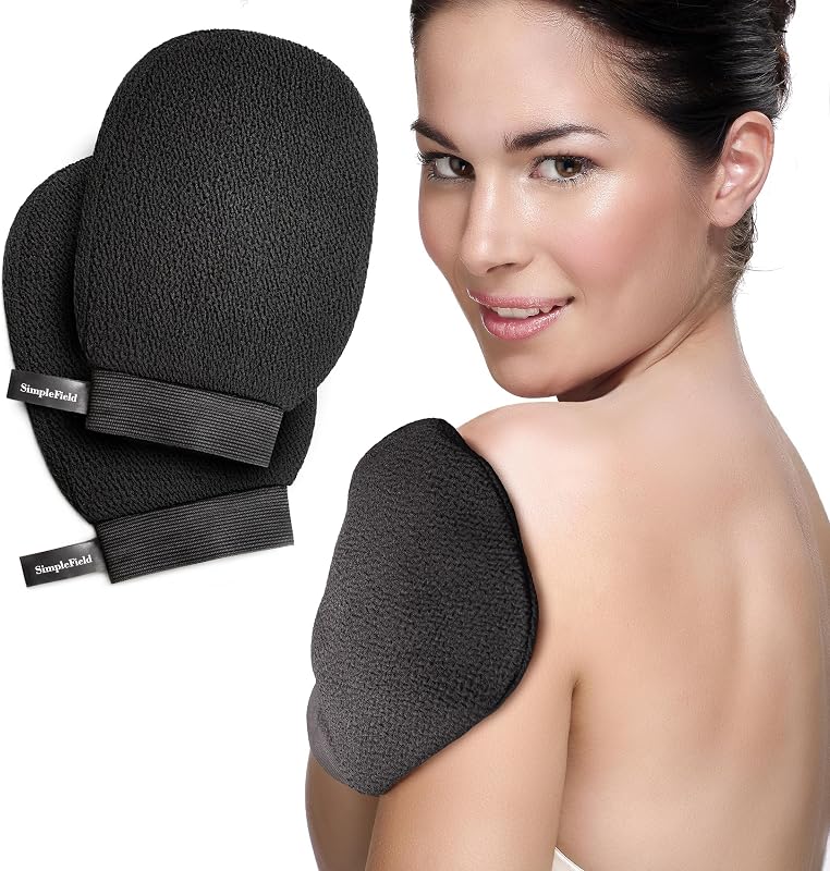 Manopla exfoliante coreana SimpleField para eliminar la piel muerta. Paquete de 2 guantes exfoliantes profundos Kessa 100% viscosa para exfoliación corporal, queratosis pilaris y eliminación de autobronceado. Superficie de la piel fácilmente suave.