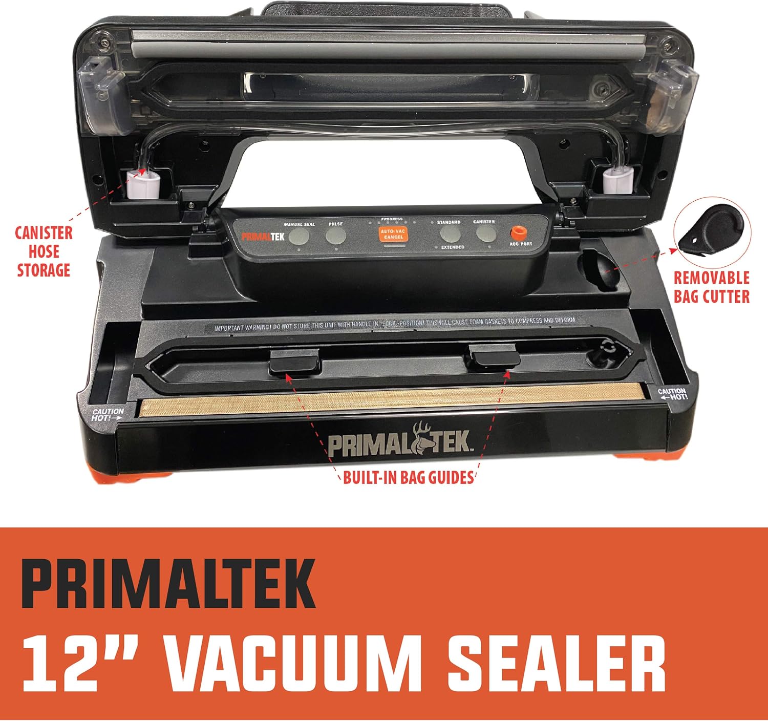 Essential Vacuum Sealer – User Friendly for Food Preservation & Sous Vide, 12” Sealing Bar, 21inHg (71KPa) Vacuum Pressure – Easy-Touch Control Panel, Seals up to 100 Vacuum Bags Per Hour