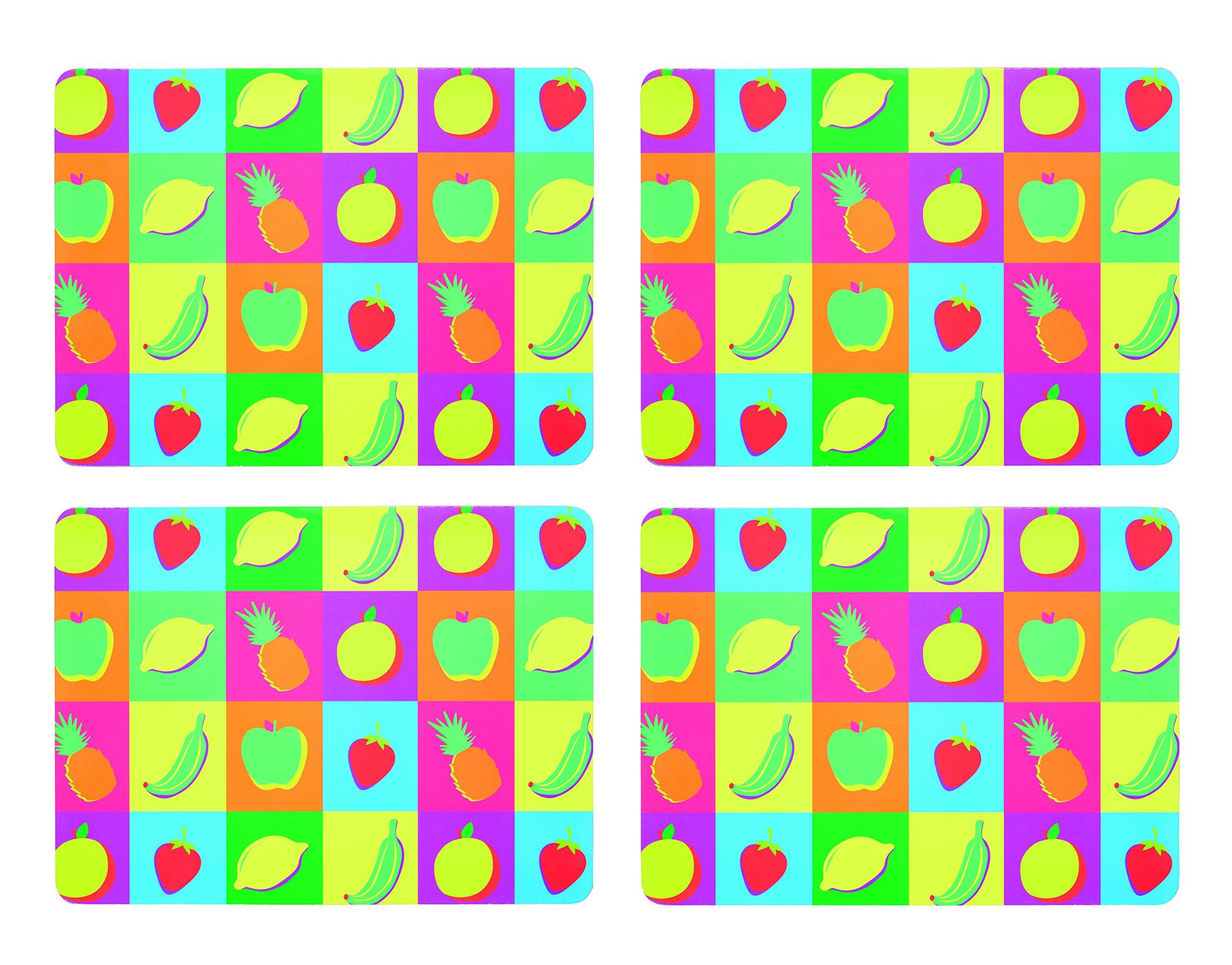 Kitchencraft Multi-Colour Kc Blue Fruit Cork Backed Placemats, Set Of 4,