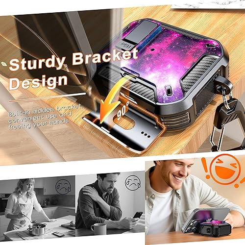 Miniatura 3 de R-fun Funda para AirPods Pro 2 con kit de limpieza, elementos de fibra de carbono, a prueba de caídas, funda desplegable automática con soporte para