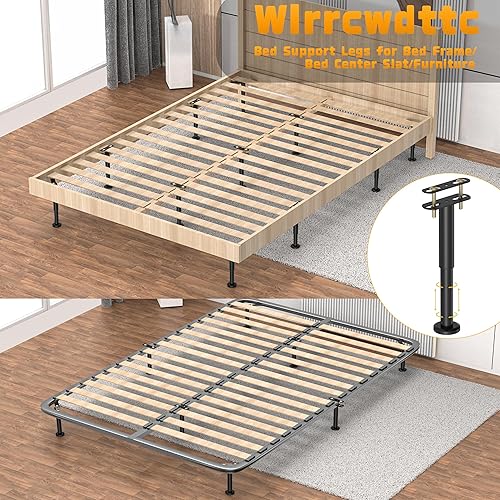 Miniatura 7 de 4 patas de soporte de cama de altura ajustable de 10 a 17 pulgadas, patas de soporte central para marco de cama, listones centrales de camamuebles,