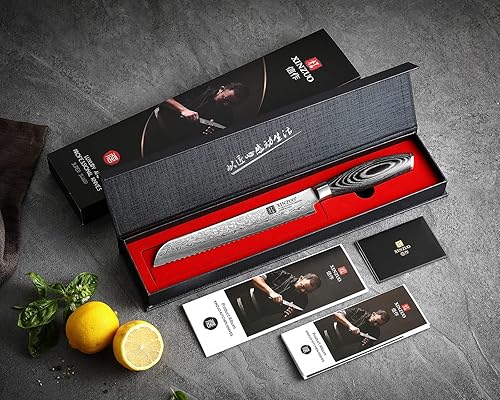 Miniatura 8 de XINZUO Cuchillo de pan de 8 pulgadas de alto carbono, 67 capas, japonés VG10 Damasco, cuchillo de cocina de acero súper acero, cuchillo de chef