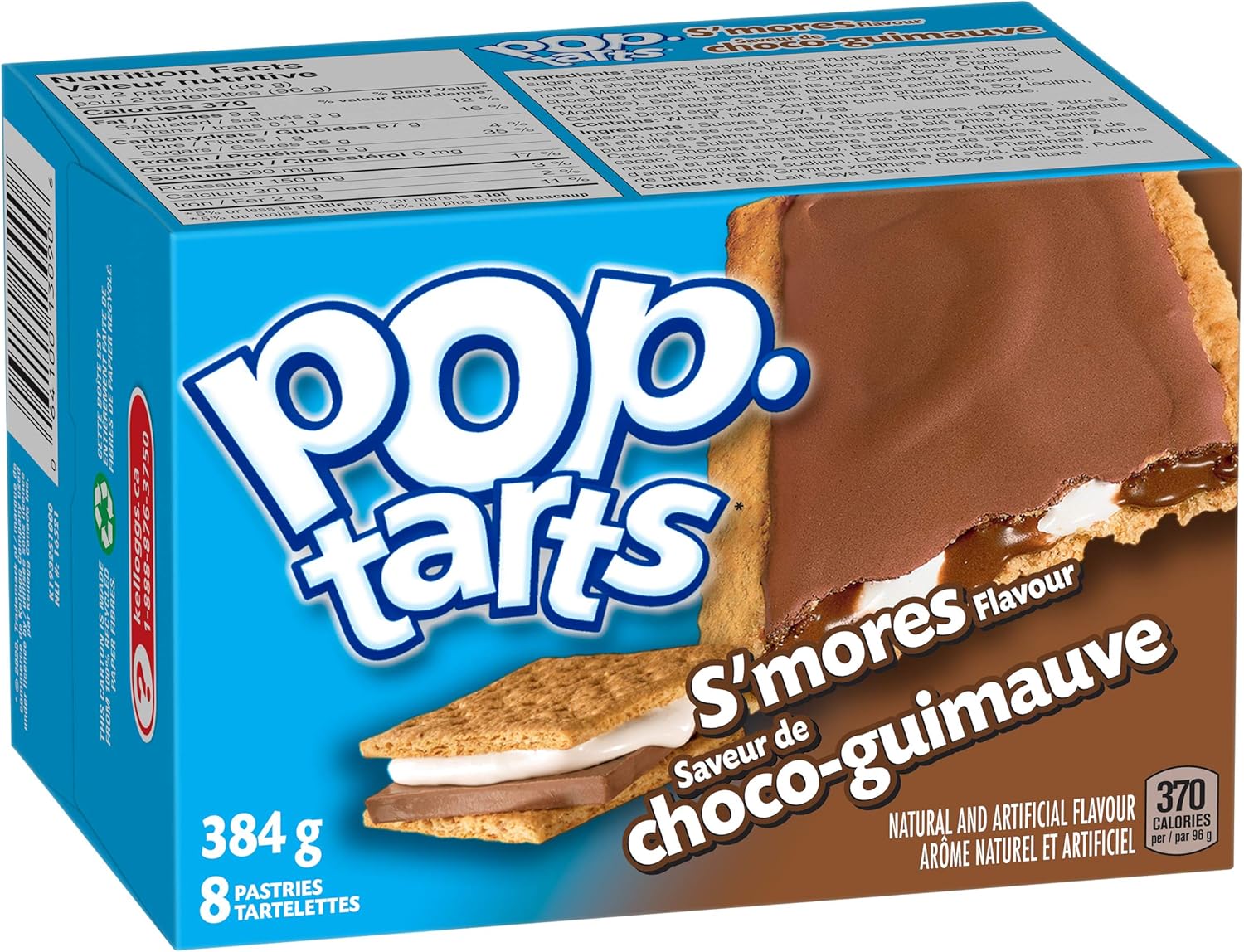 Kellogg's Pop Tarts Toaster Pastries, S'mores 8 Pastries, 384 Gram