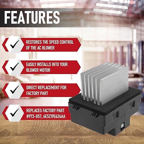 Miniatura 2 de Resistencia de motor de ventilador HVAC compatible con Ford, Lincoln y Mercury - Reemplaza 973-057, 6E5Z19E624AA, 8E5Z19E624A, JA1712, 4P1589 -