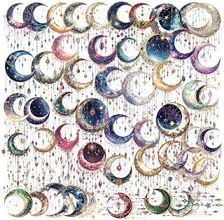 50Pcs Gold Foil Crescent Moon Stickers, Waterproof PET Celestial Magic Moon Decals for Journal Scrapbooking, Aesthetic Astrology Stickers for Water Bottles Laptops, Moon Gifts for Craft Enthusiasts