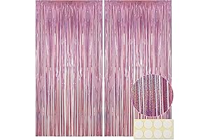 Pinkalicious Pink Tinsel Backdrop for Parties, 6.4x8 Feet