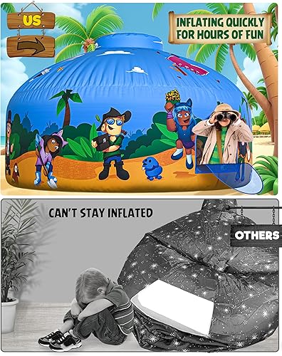 Miniatura 2 de Skywin Tienda de campaña de aire para niños, estilo Blox con puerta, tienda de campaña inflable de 77 x 50 pulgadas, se instala y se almacena en