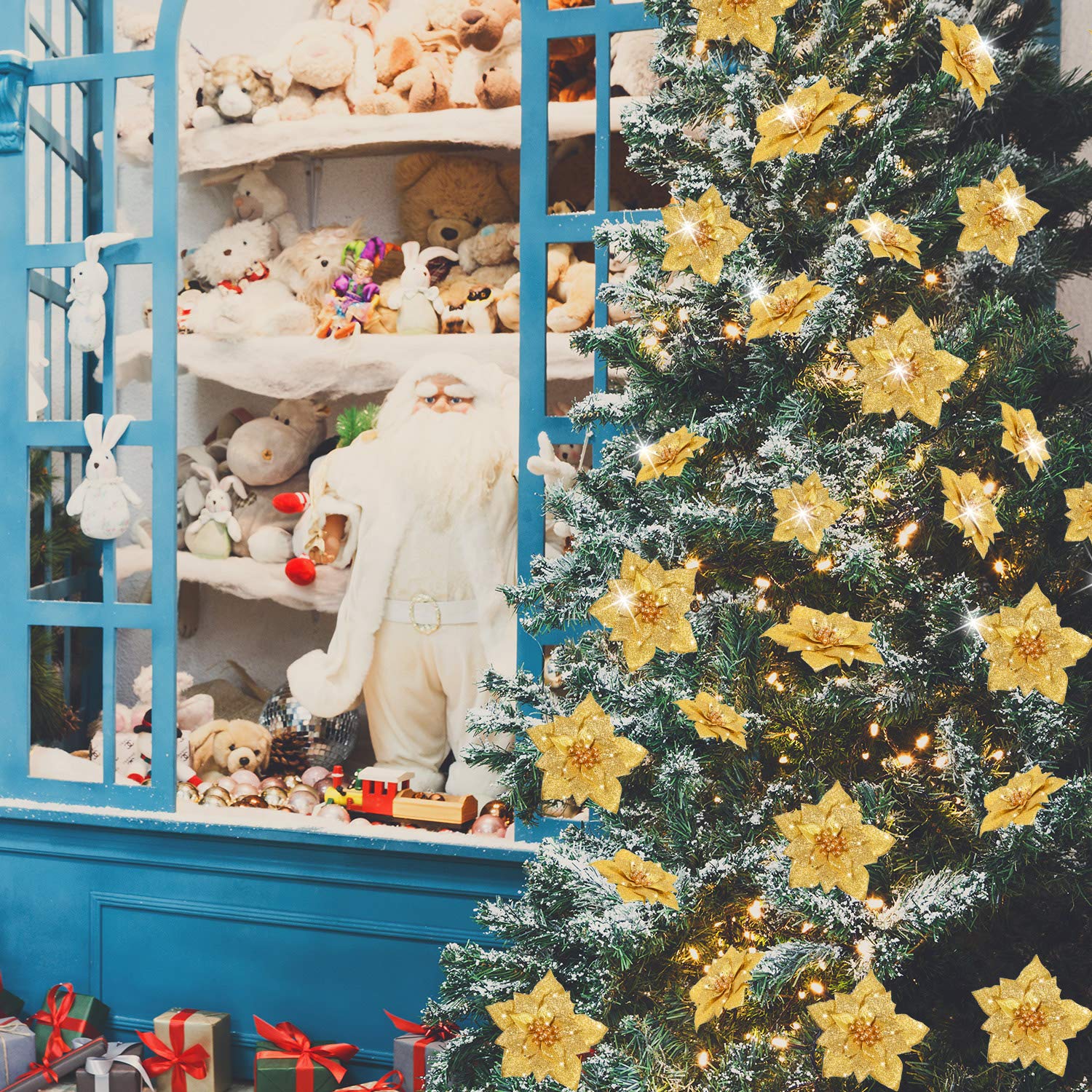 WILLBOND 36-teiliges Weihnachtsstern-Set In Gold - Glitzernde Deko Für Baum & Fest