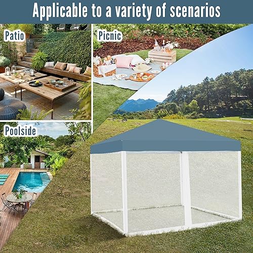 Miniatura 5 de Mosquitera para tienda de campaña desplegable de 10 x 10 pies, paredes laterales con cremallera para jardín al aire libre, patio, kiosco (solo
