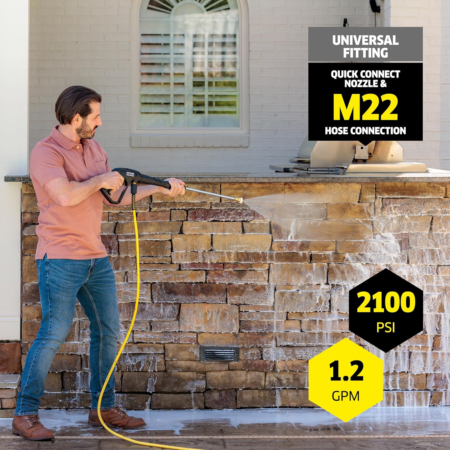 Kärcher Pressure Washer K2100PS, CETA Certified, 3 Spray Nozzles, Detergent Tank, for Cars, Driveways, Siding, Patios, 1.2 GPM