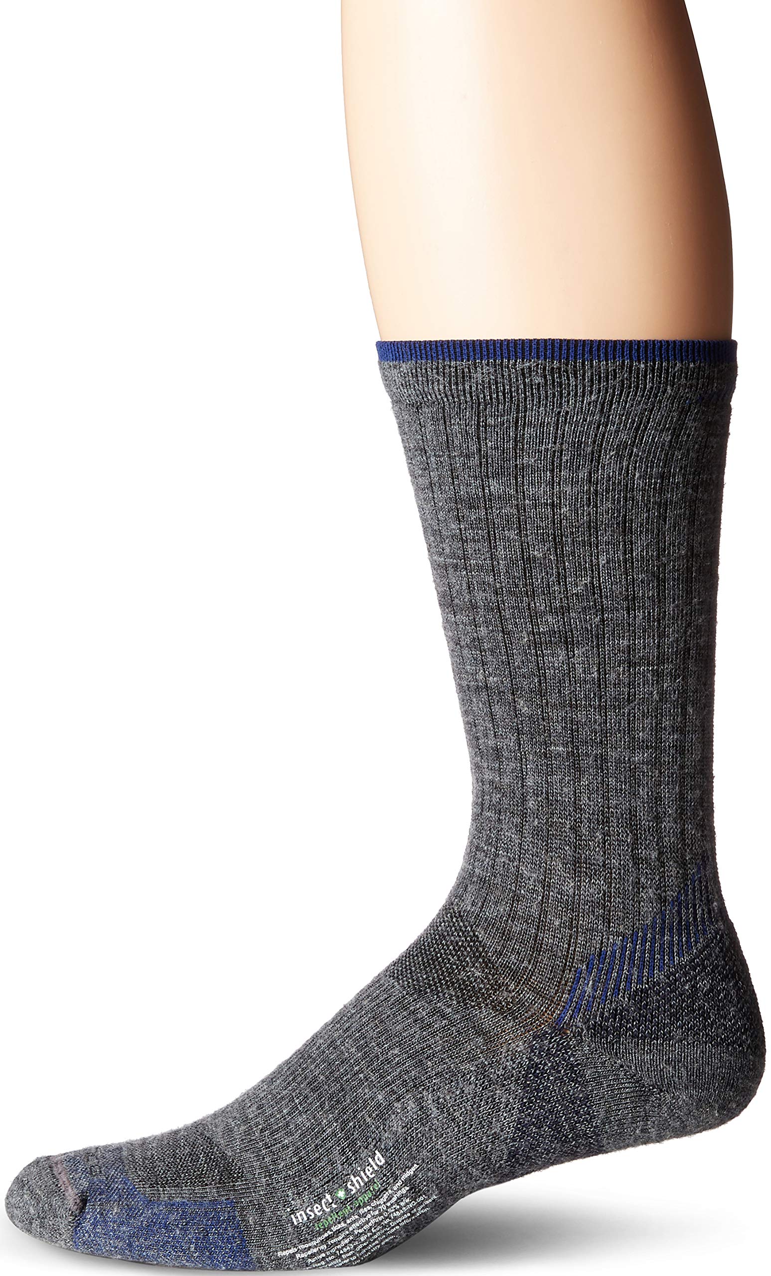 ExOfficio Men's BugsAway Adventure Crew Sock, Black Heather, Medium/Large