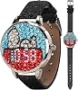 Reloj LED para niños de Snoopy de Peanuts con esfera de cristal y correa de brillantina negra | Pantalla LED brillante, esfera de Snoopy con cristales, resistente al agua y correa ajustable para muñecas de 5.5 a 8.5 pulgadas 1