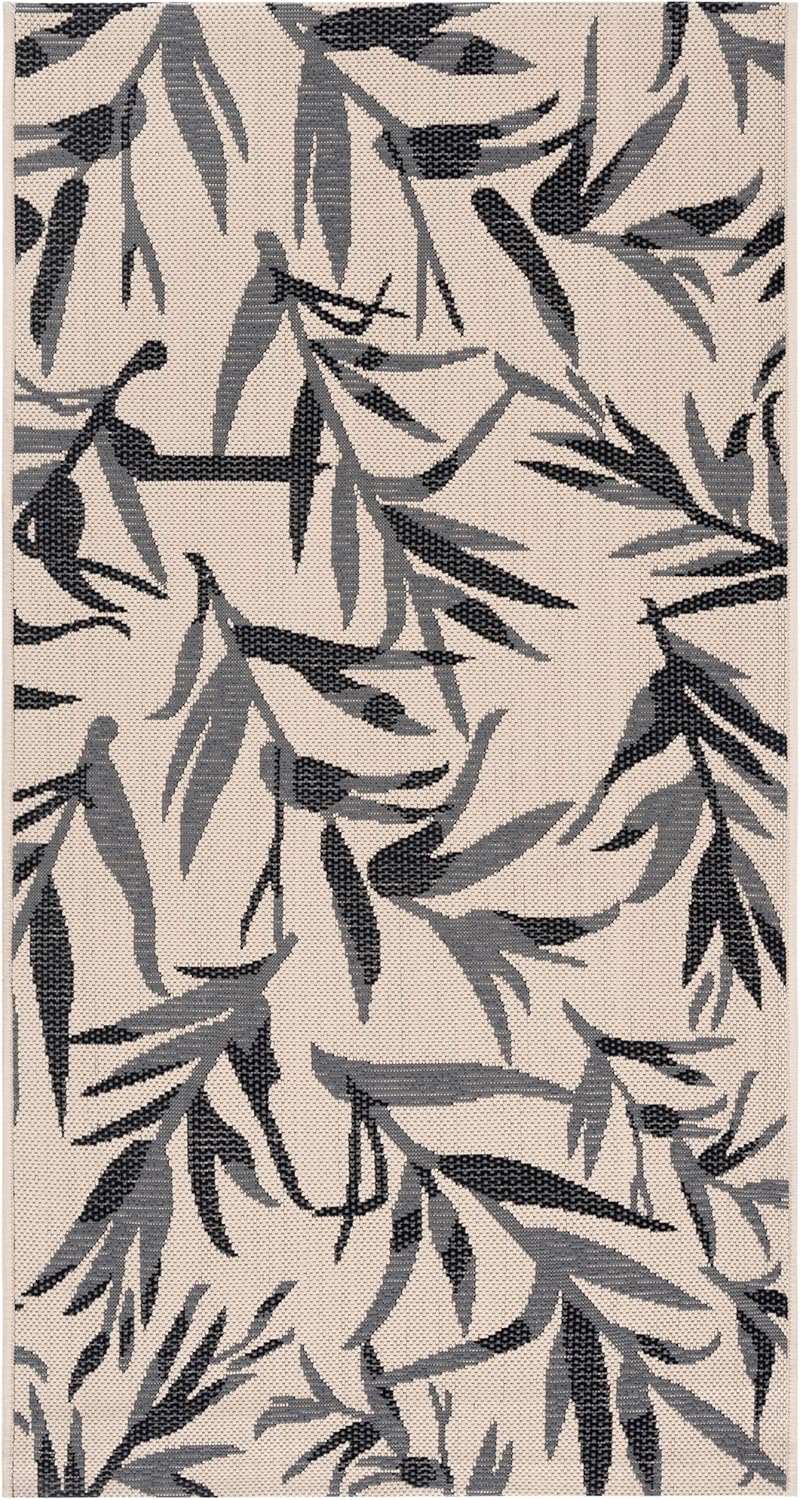 SAFAVIEH Courtyard Collection 2'7" x 5' Beige/Anthracite CY7425 Indoor/ Outdoor Waterproof Easy Cleaning Patio Backyard Mudroom Area Rug