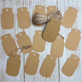 Kraft Mason Jar Gift Tags Canning Hang Tags with string Wedding Birthday Baby Shower Party Favor tags 50 Count