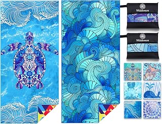 2 Pack Microfiber Lightweight Beach Towel Sand Free Quick Dry Absorbent Thin Compact Towels for Swimming Pool Camping Beach Accessories Large Easy Pack Travel Things for Vacation Essentials Gift