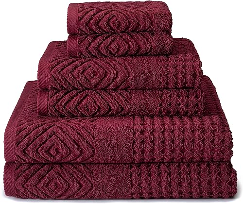 Vista 114 de Texere - Juego de toallas de baño de lujo 100% algodón orgánico jacquard de 21.66 oz/m², ultra suaves y absorbentes, calidad de hotel y spa Merlot