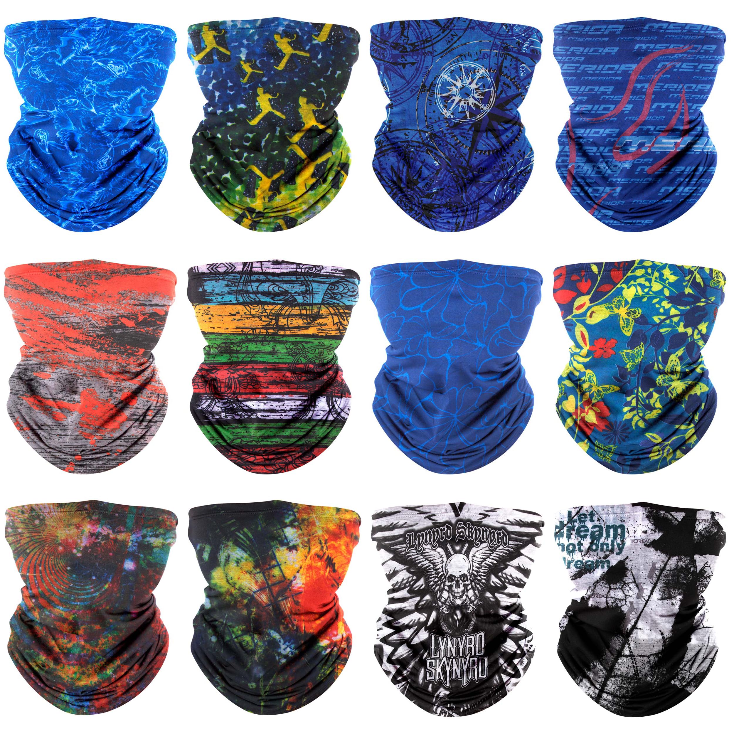 Multifonction Bandana, 12pcs Elastique Tube Bandeaux Couvre-Chef, Echarpe Sport Cheveux Gaiter Balaclava Masque Vent poussière Preuve UV Résidence pour Yoga Cyclisme Randonnée