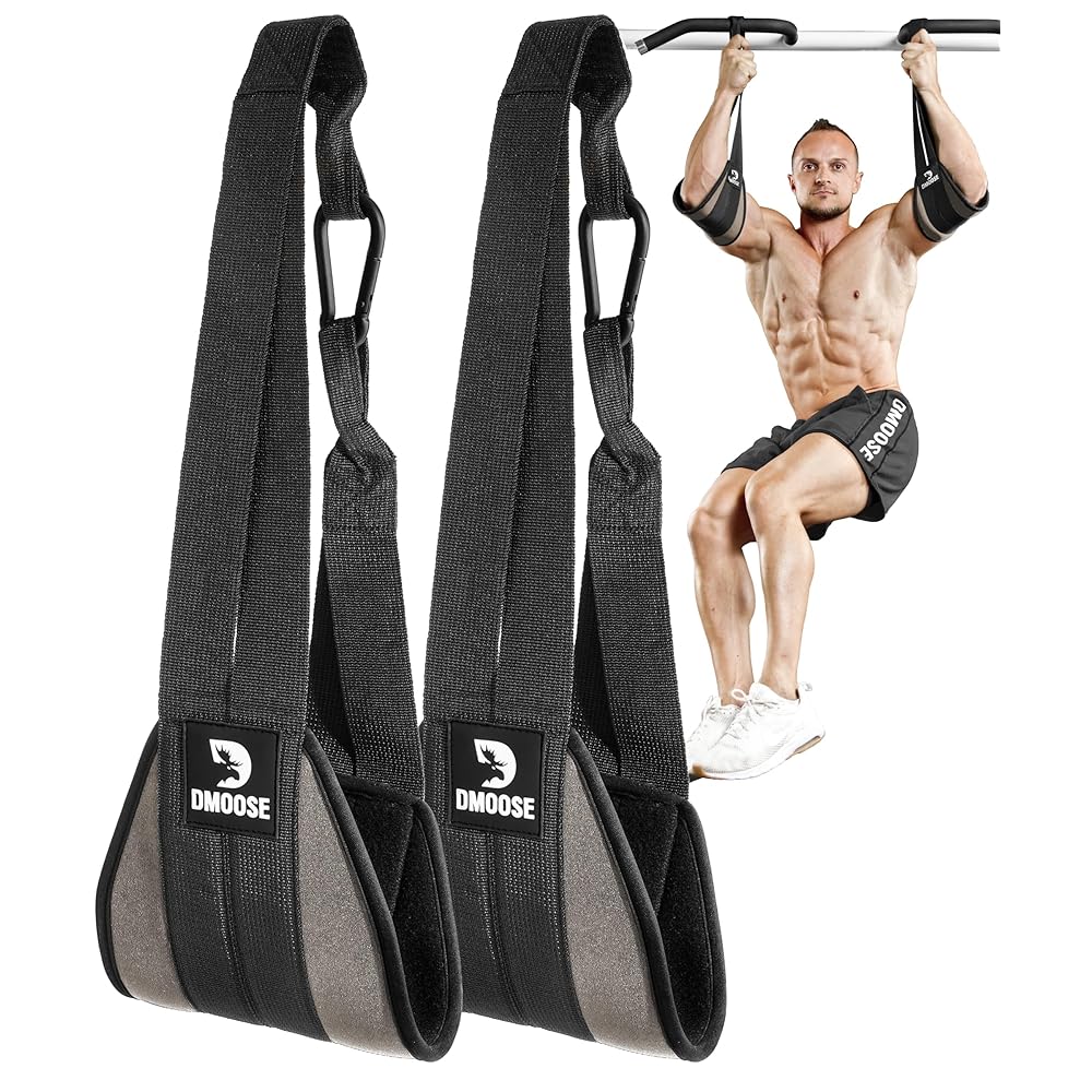 DMoose Ab Straps for Abdominal Muscle Building, Arm Support for Ab Workout, Hanging Ab Straps for Pull Up Bar Attachment, Ab Exercise Gym pullup Equipment for Men Women