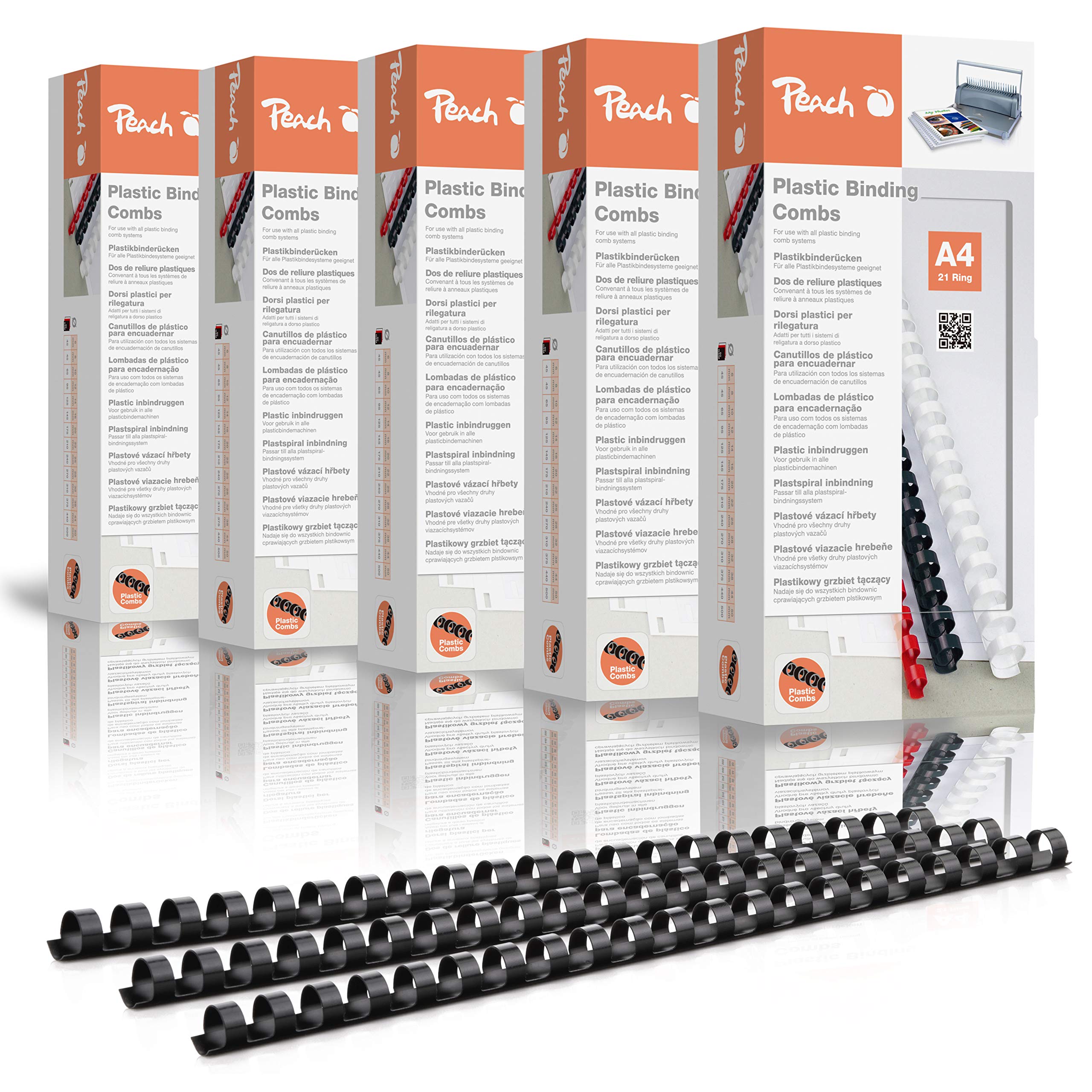 Peach Plastikbinderücken A4-12mm - 95 Blatt - 500 Stück - schwarz - PB412-02P