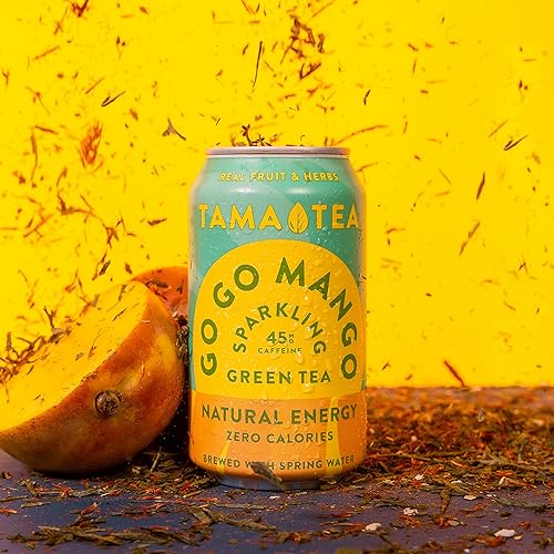 Miniatura 3 de Tama Tea Té verde espumoso sin azúcar, mango, orgánico y naturalmente energizante, cero calorías, cero carbohidratos, sin OMG, rico en antioxidantes