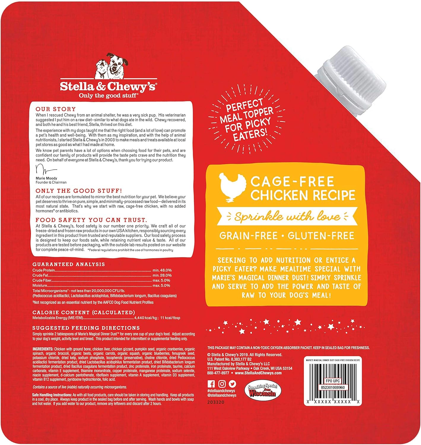 🛒 Crazy Deals Stella & Chewy's Freeze-Dried Raw Marie's Magical Dinner Dust Cage-Free Chicken Recipe Dog Food Topper, 7 oz.