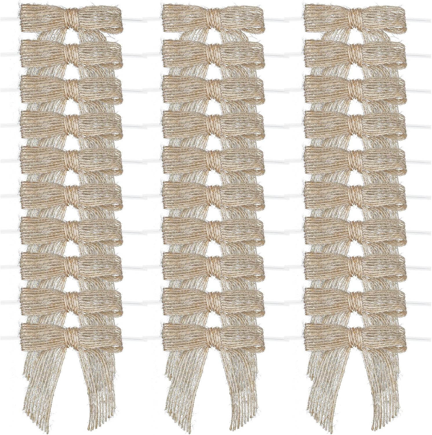 7Rainbows 30pcs Boutique 2.5" Burlap Ribbon Bows Craft Twist Tie Bows for Tying Up Packages Gift Wrapping Christmas Tree