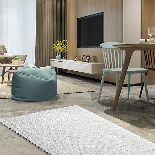 Miniatura 3 de Furnish my Place Alfombra abstracta contemporánea geométrica con textura de panal de abeja moderna de dos tonos de alto y bajo, alfombra redonda,