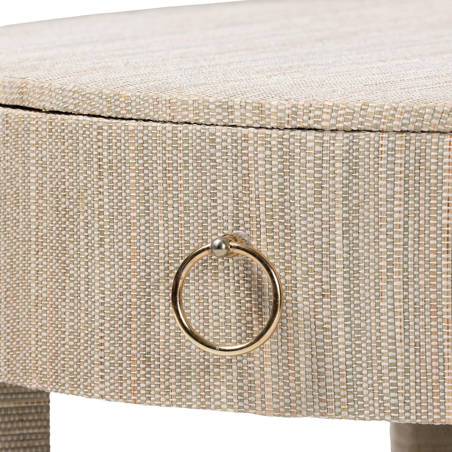 bali & pari Sadia Grasscloth Nightstand, 1-Drawer, Natural/Gold