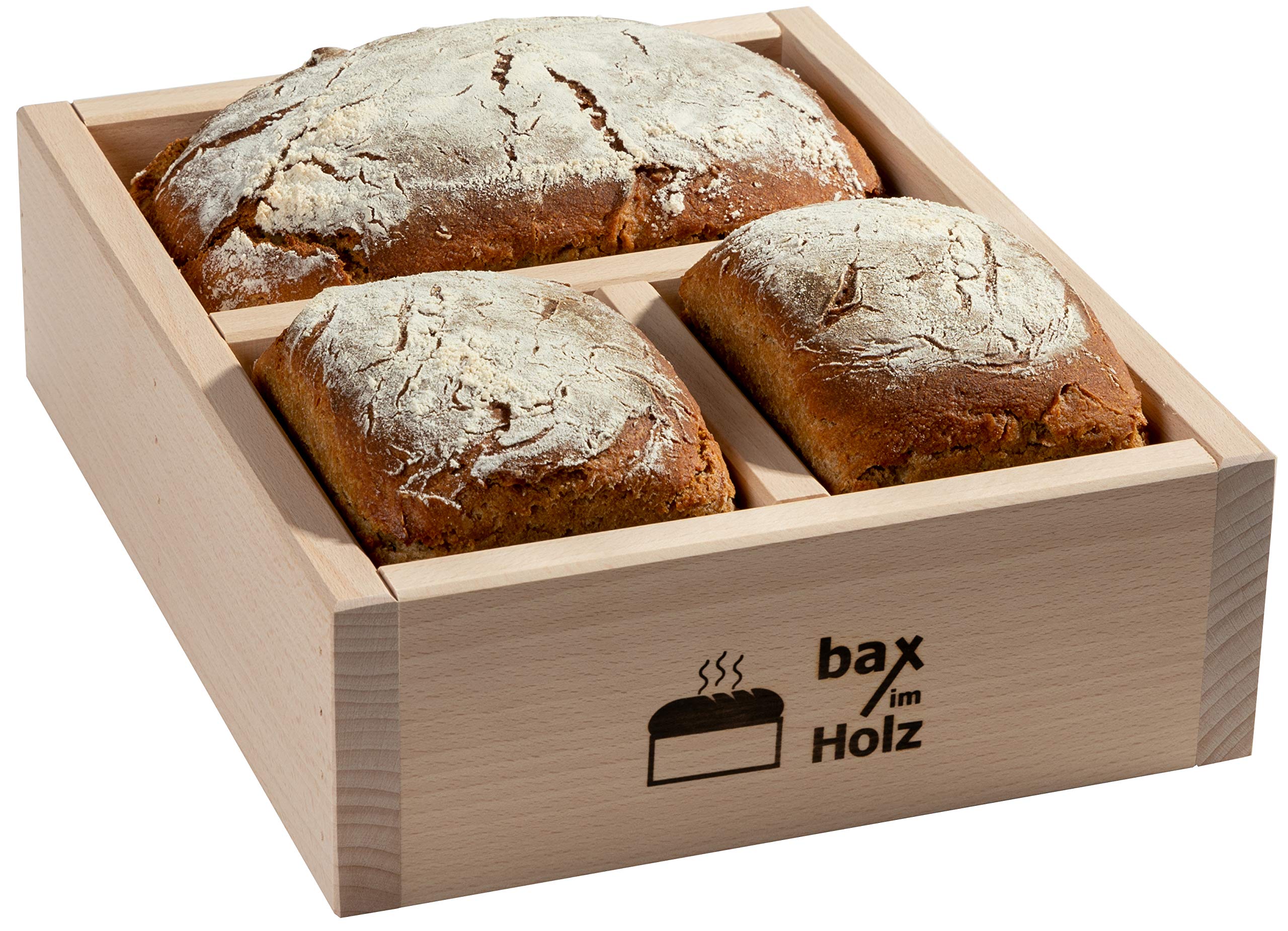 Brot-Holzbackrahmen aus naturbelassenem, massivem Buchenholz für leckeres, selbstgebackenes Brot von Bax im Holz - doppelt