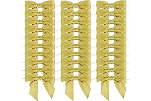 AIMUDI Pack of 50 Gold Ribbon Twist Tie Bows for Christmas Tree Decorations