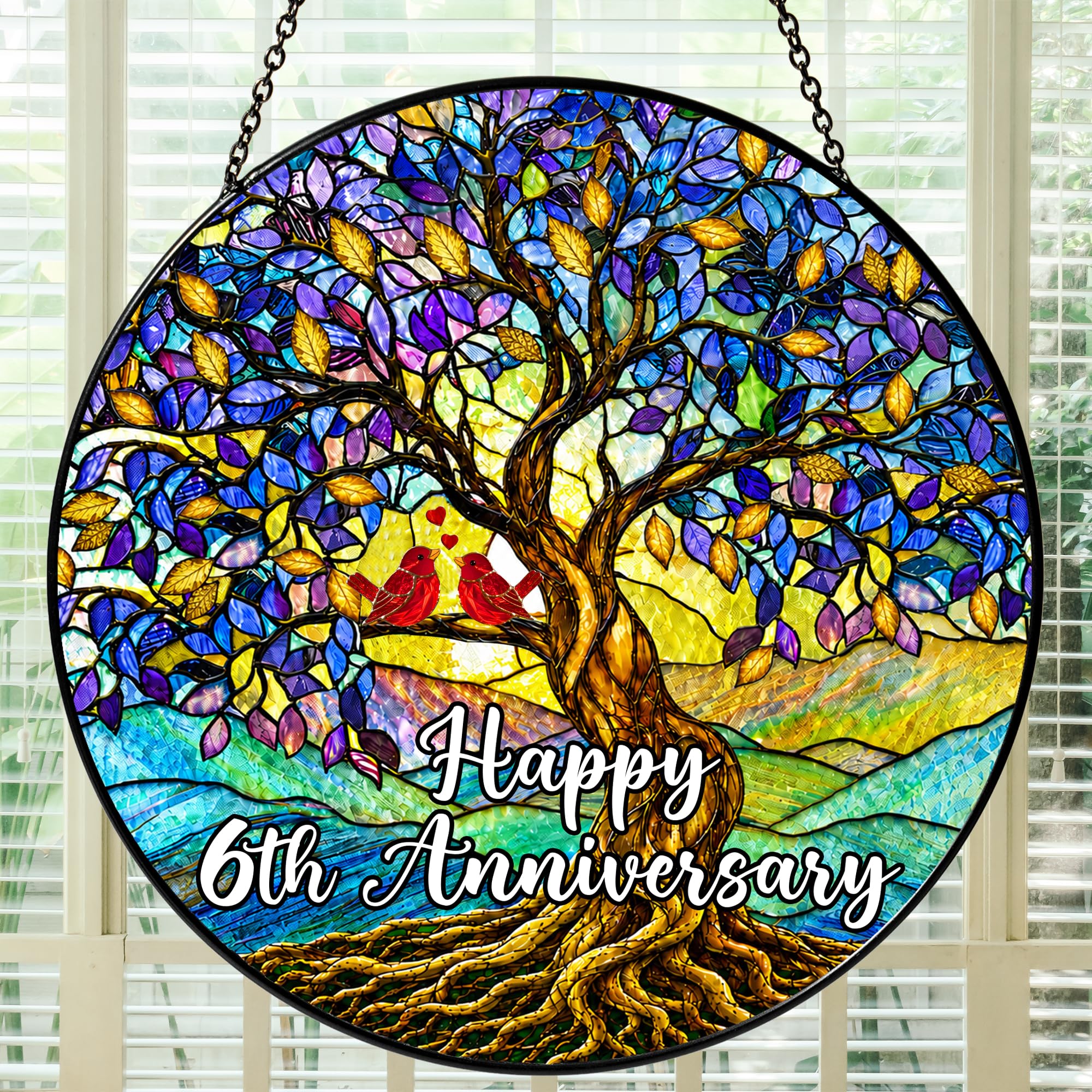 Bozspacer 6th Anniversary Stained Glass Suncatcher for Window โ image 1