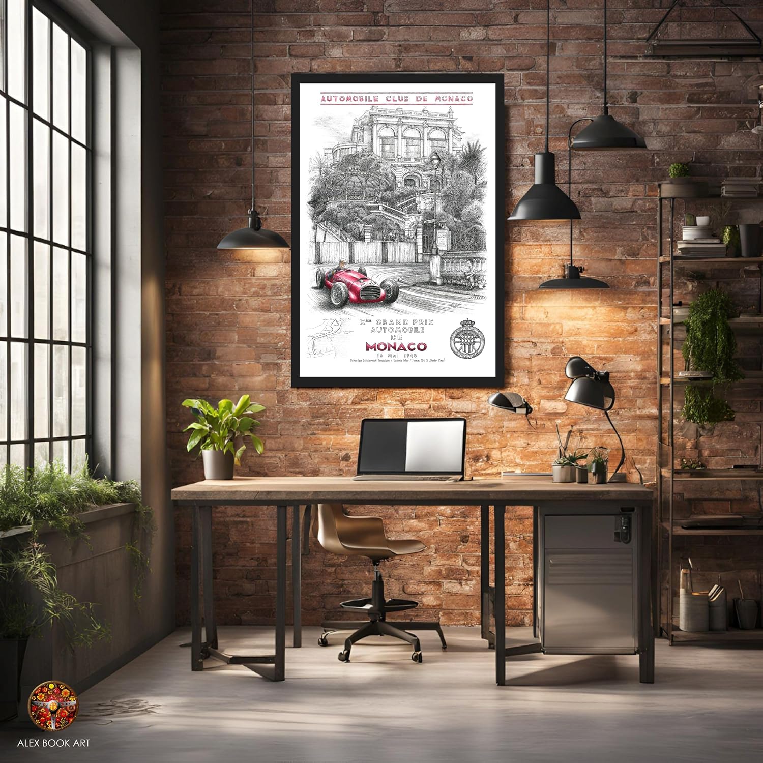 1948 Monaco Grand Prix Art Print - Igor Troubetzkoy Ferrari Race Car Wall Art Poster - Best Home, Office, Garage Decor Gift for Race Car Fans