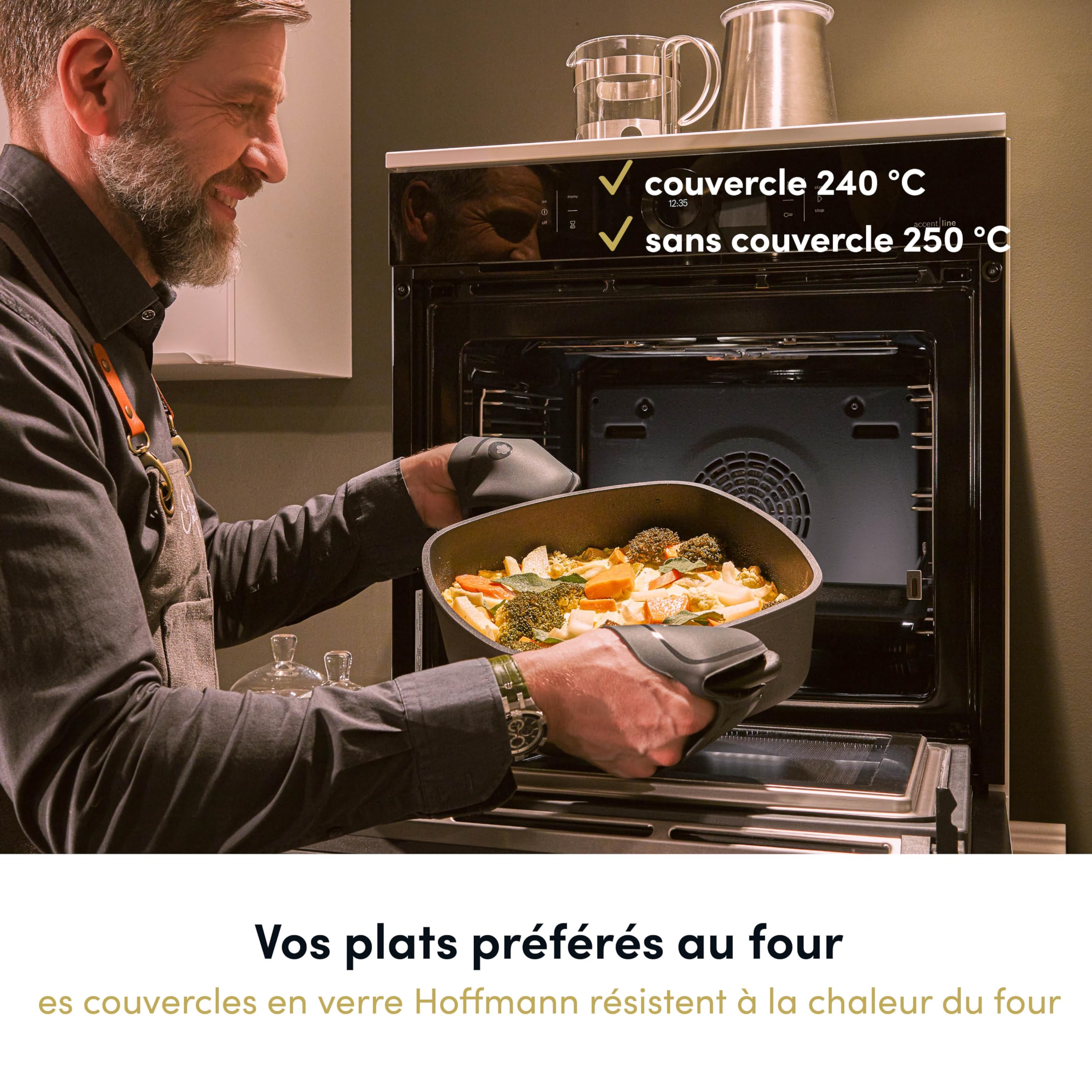 Hoffmann Faitout à Induction Fabriqué en Allemagne 28cm 8 Litres I 16cm Hauteur I Marmite Légumes Revêtement Antiadhésif I Grande Casserole I Aluminium Coulé I Couvercle Verre Induction