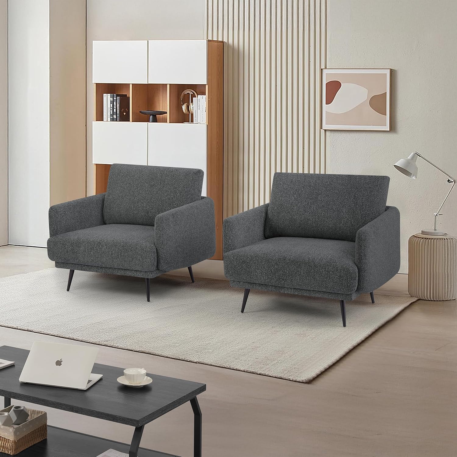 Oversized Accent Chair Set of 2,Living Room Chairs with Thick Cushion,Reading Chair for Bedroom,Mid Century Modern Accent Chairs Upholstered Comfy Chair