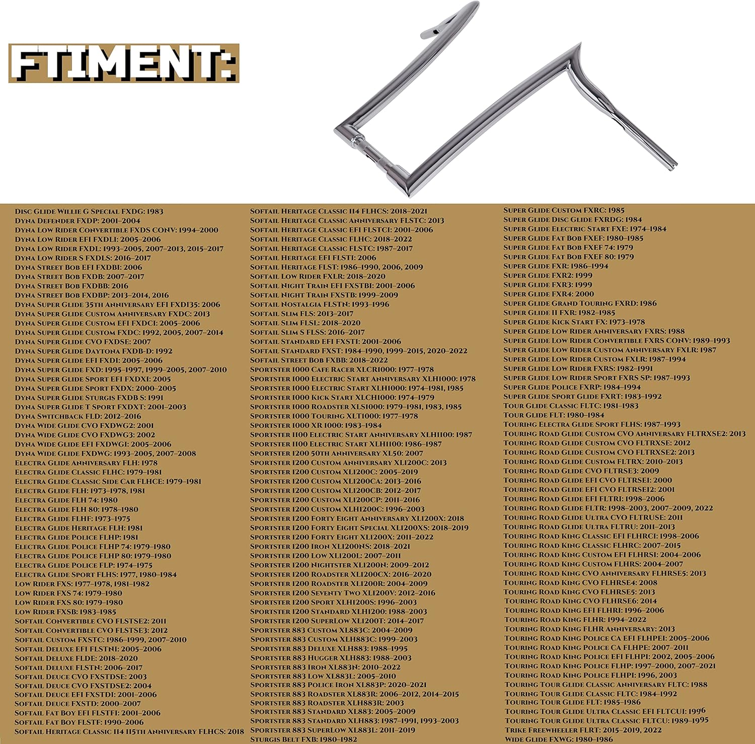 STREETTANK Meethook 1.5 Inch Solid Ape Hangers for Harley Dyna, Softail,  Sportster, Touring