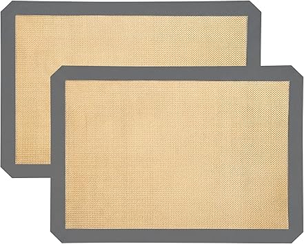 2-Pack Non-Stick Silicone Baking Mat, Food Safe Silicone Mats for Baking Cookies and Macarons - Silicone Baking Sheet(Gray）