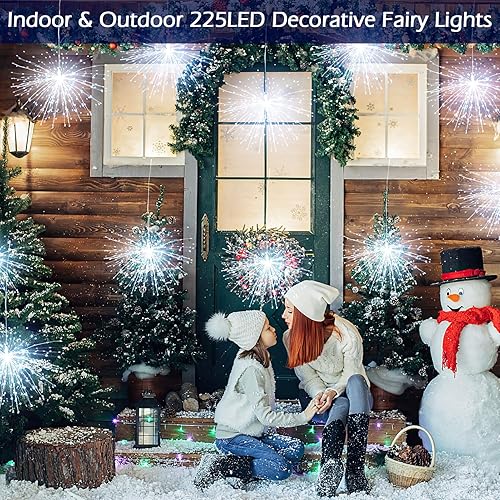 Miniatura 3 de LetsFunny Guirnalda de luces de Navidad de hadas con alambre, 225 LED, 8 modos de iluminación, regulables, con control remoto, luces decorativas