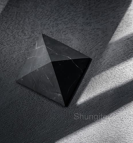Miniatura 6 de Shungite Club Figura de cristal de protección de Shungite pirámide negra sin pulir para meditación 3.150 in de energía positiva