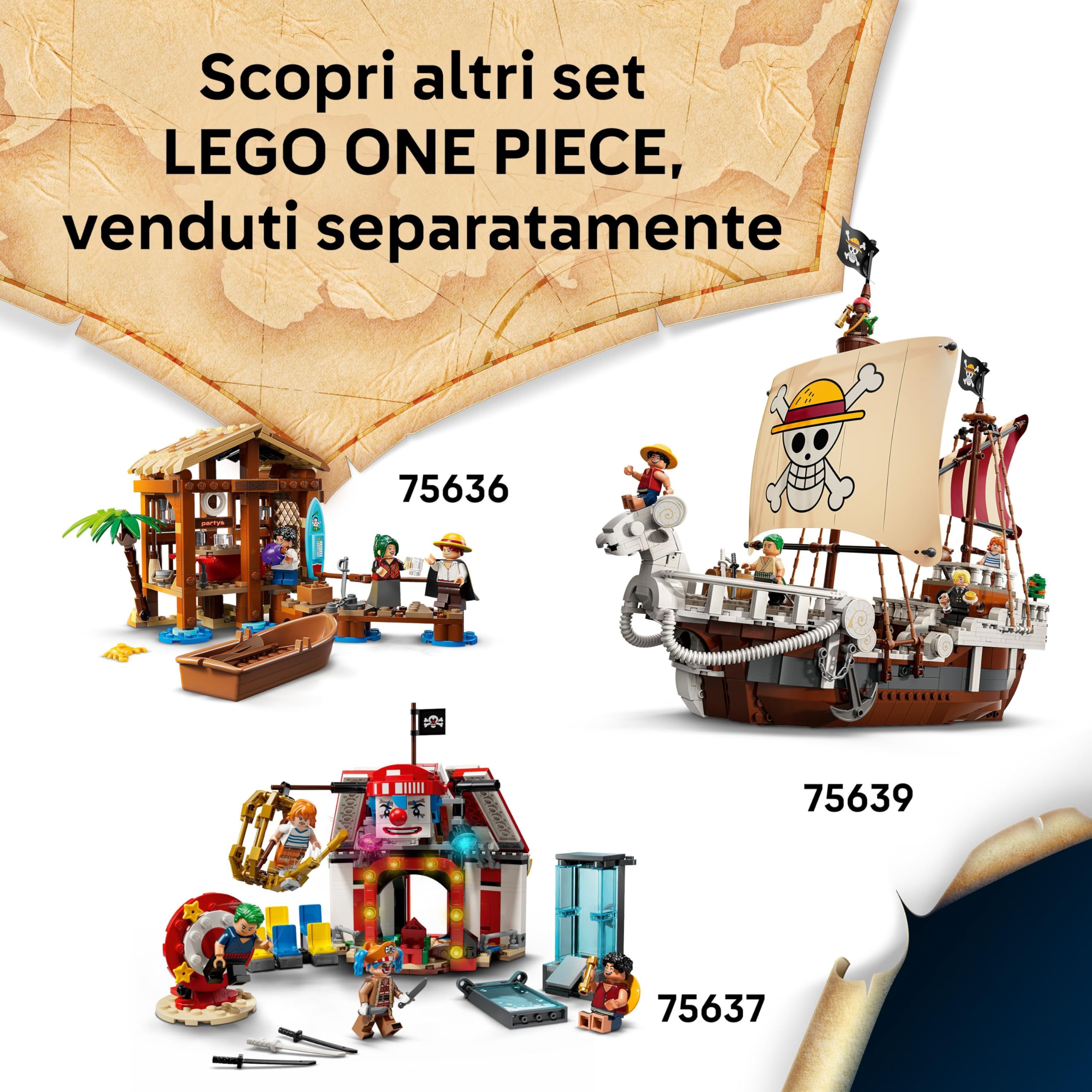 LEGO ONE PIECE Battaglia ad Arlong Park - Giocattolo Interattivo con 5 Minifigure tra cui Luffy e Nami, e una Pagoda che Crolla - Regalo per Bambini, Bambine e Fan degli Anime da 9 Anni in su - 75638