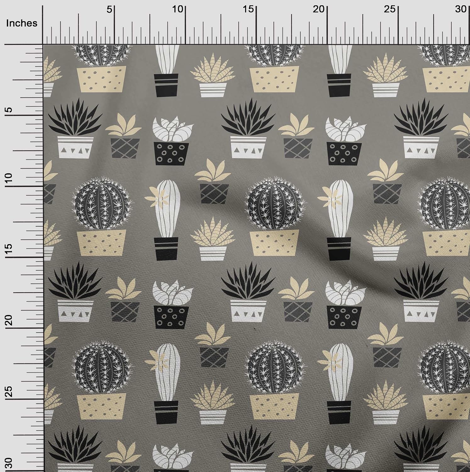 oneOone Cotton Flex Gray Fabric Cactus Quilting Supplies Print Sewing Fabric by The Yard 40 Inch Wide