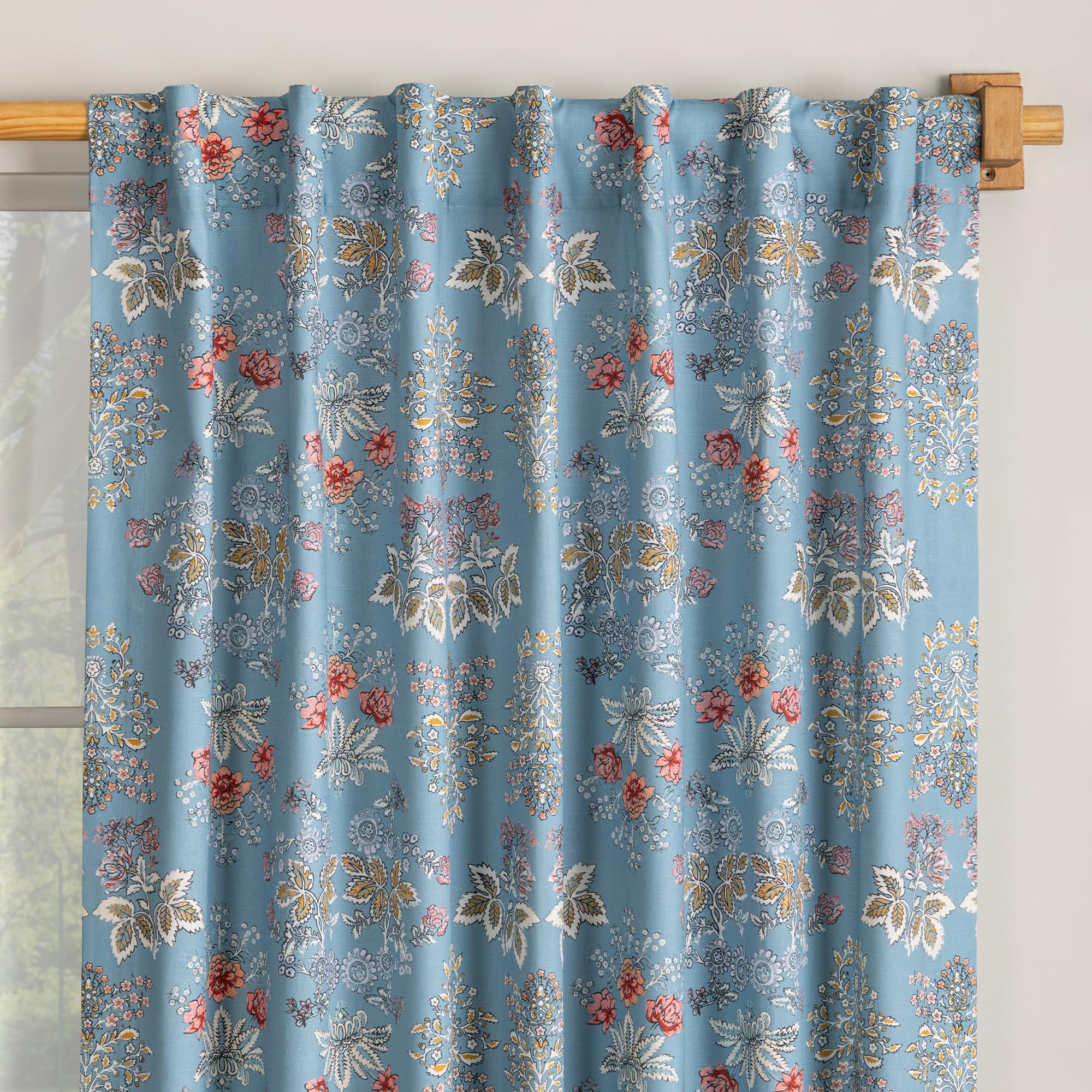 Rideaux de salon au style printemps été avec passe-tringle bleu Marquise