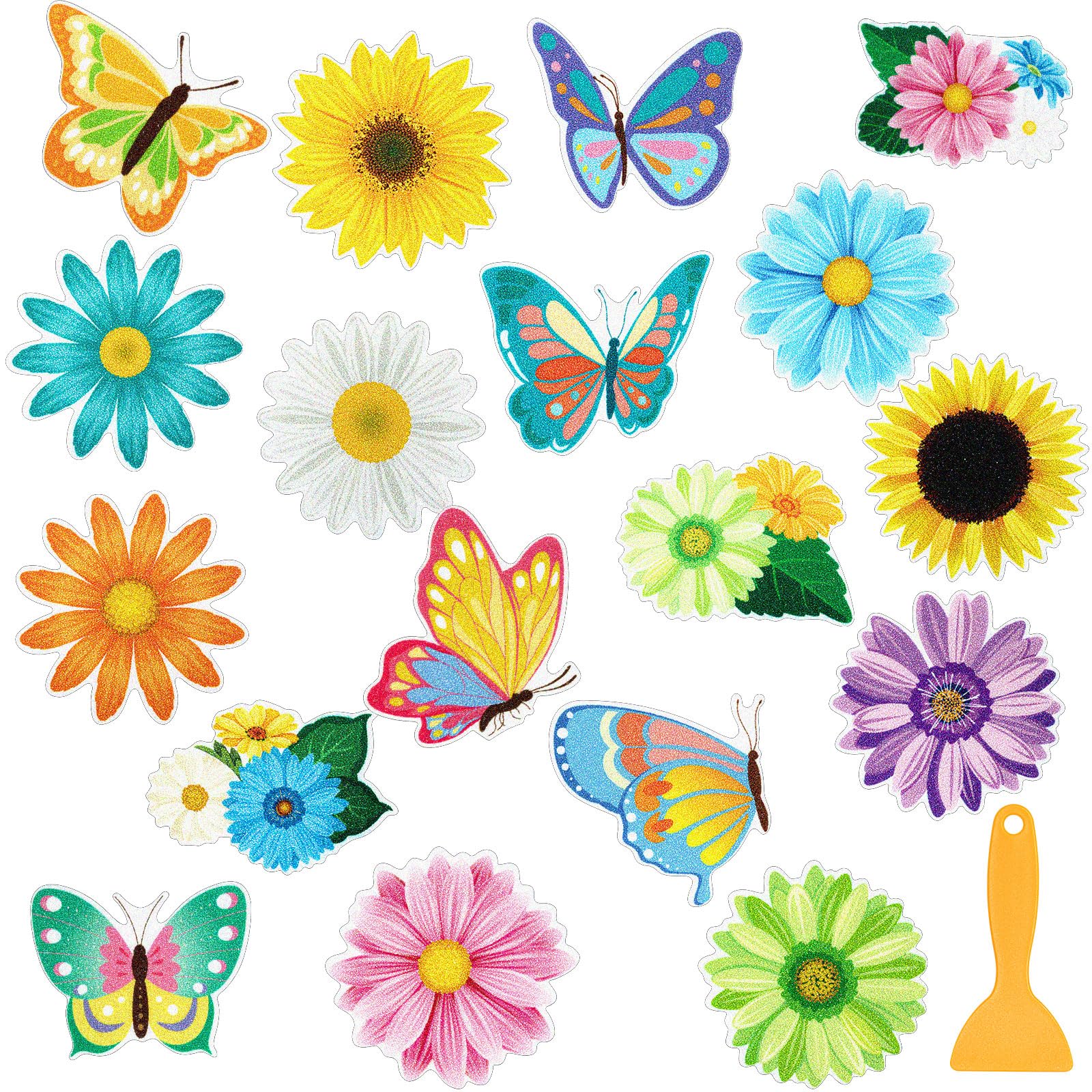 Fullhawl 30 Pcs Butterfly Sun Flower Non Slip Bathtub Stickers